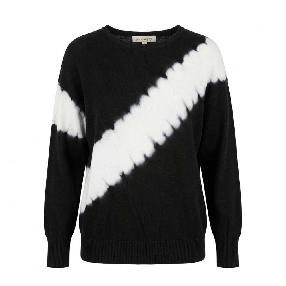Philosophy Republic Sweater Women Medium Black White Tie Dye Viscose Cotton